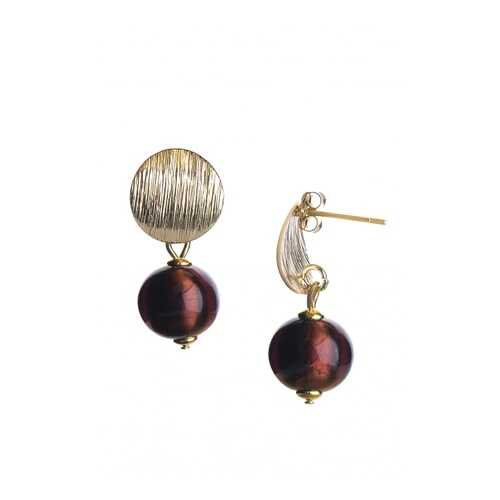 Серьги Perla Metallo Gold Rotondo 9030615016 коричневые в Фамилия