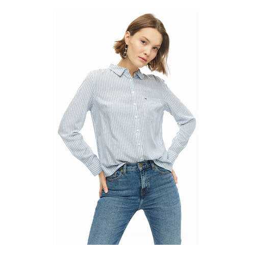 Рубашка женская Tommy Jeans DW0DW06812 400 синяя XS в Фамилия